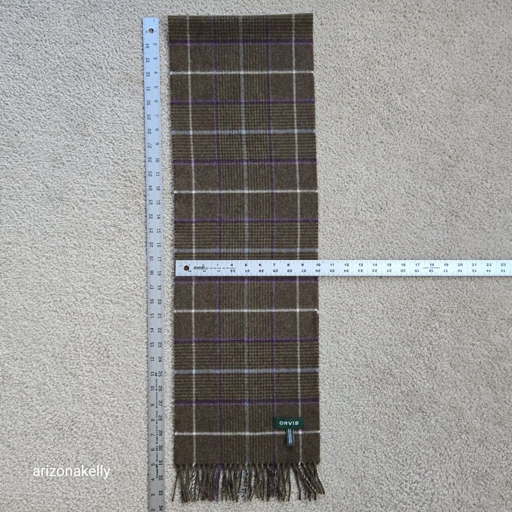 NWOT Orvis Wool Scarf Green Plaid - Picture 10 of 11